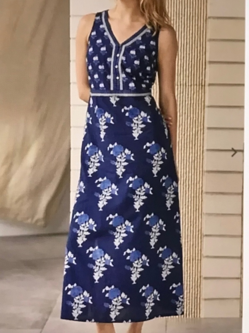 J. JILL PURE JILL Cotton Floral Maxi Dress Boho Size Large Cottagecore